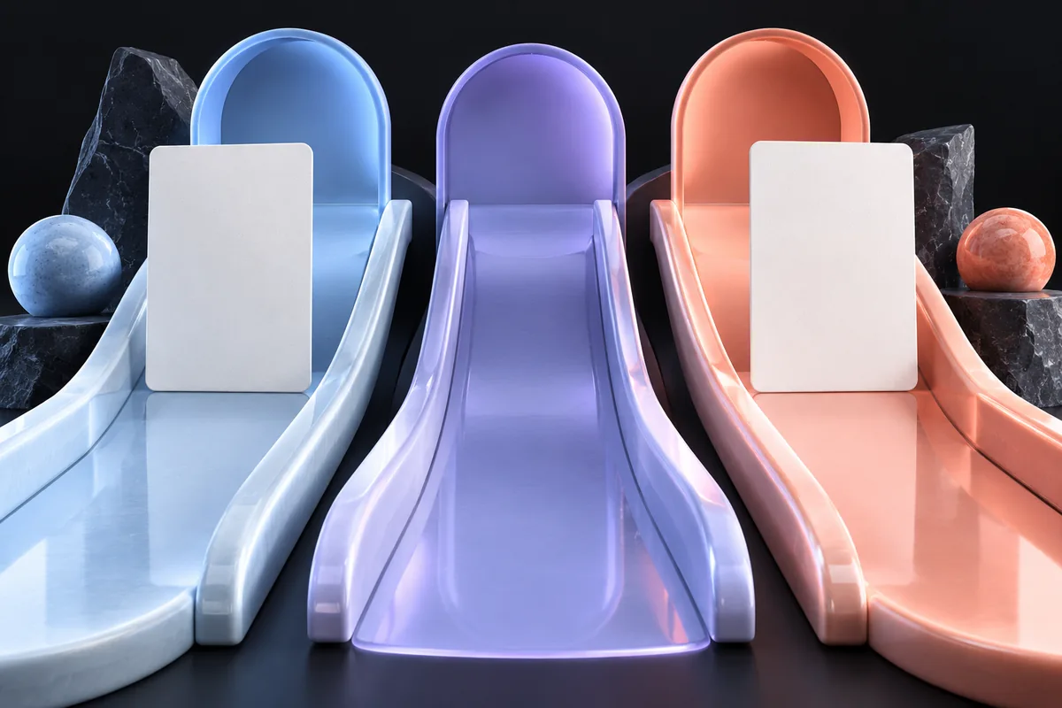 Tre felt og kortformer som illustrerer baccarat