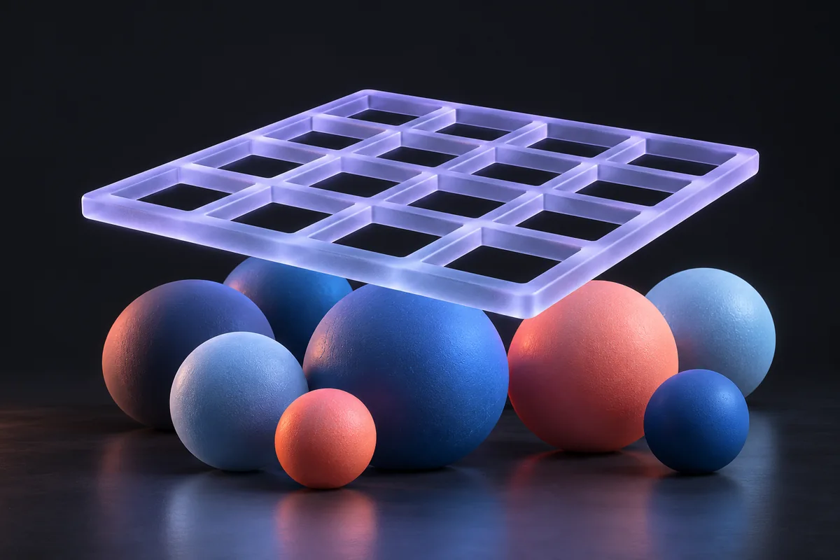 Et rutenett og kuler som illustrerer digital bingo
