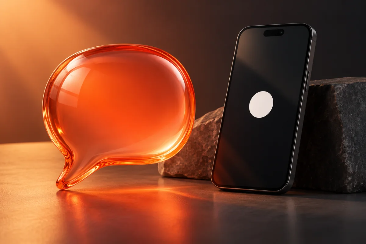 Oransje glassform ved siden av en anonym mobiltelefon.